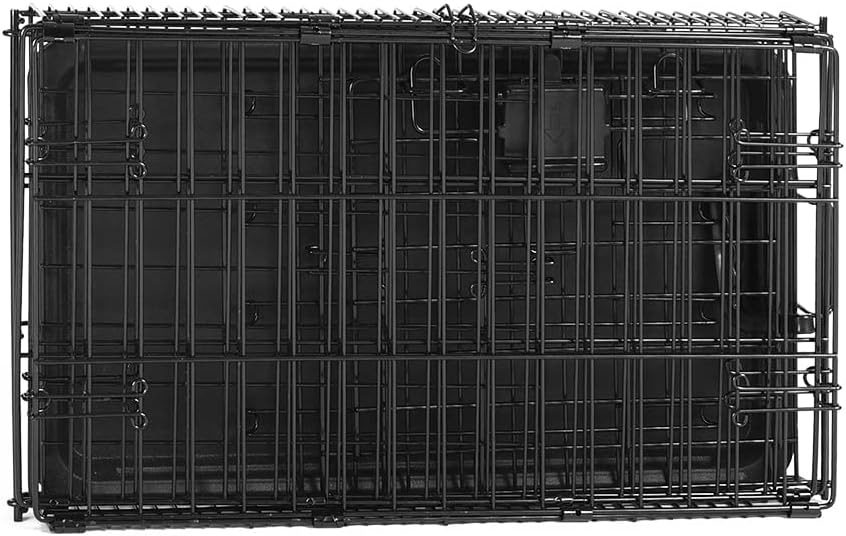 Amazon Basics Foldable Metal Wire Dog Crate with Tray, Single Door, 22 Inches, Black
