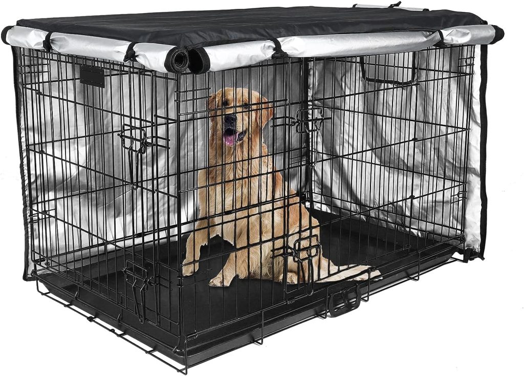 Dog Crate Cover 36 inch - Double Door, Dog Kennel Indoor, Waterproof Dog Kennel Cover with Air Vent Window, for Indoor/Outdoor Most Wire Dog Crate(Black)