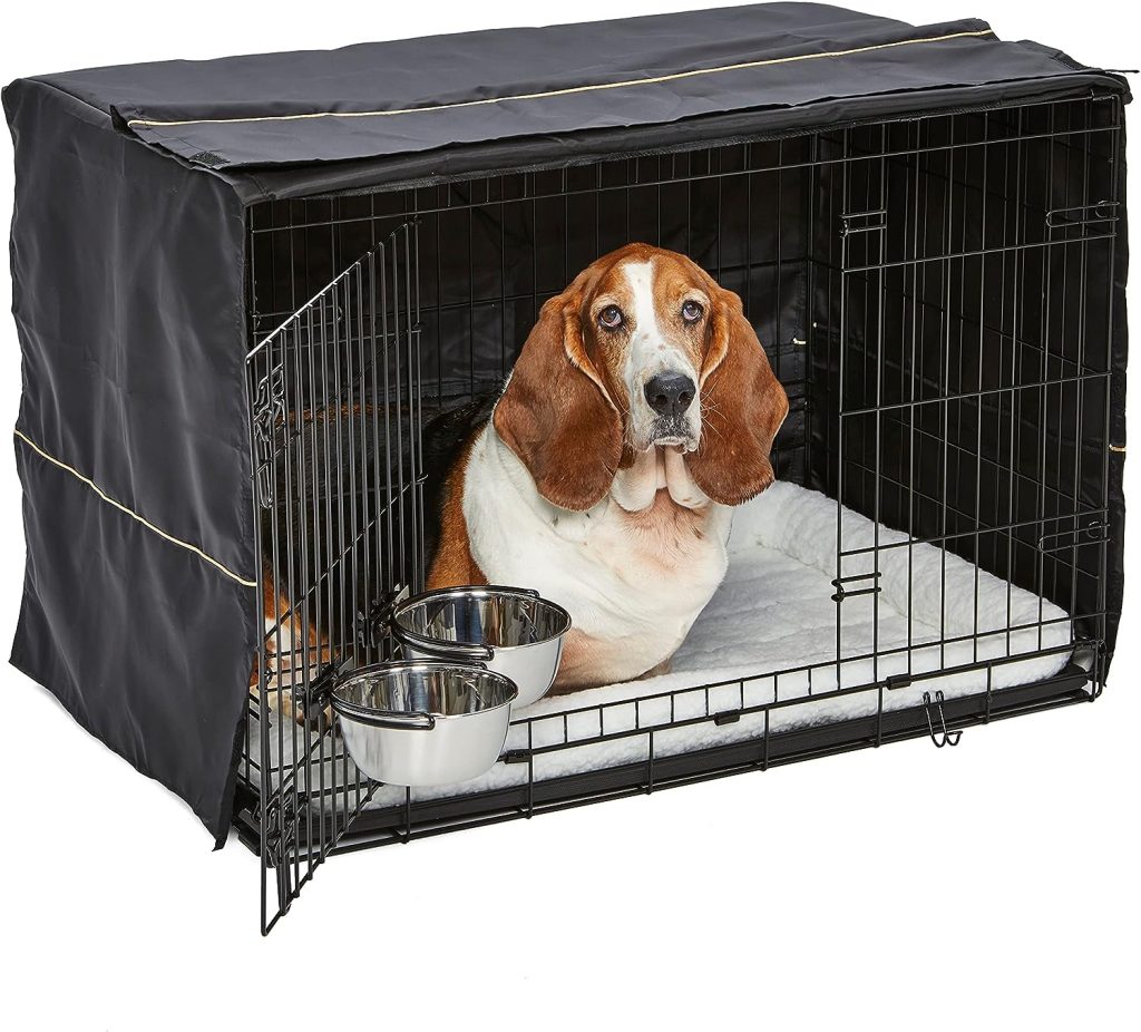 MidWest Homes for Pets iCrate Dog Crate Starter Kit | 36-Inch Dog Crate Kit Ideal for Medium/Large Dogs (weighing 41 - 70 Pounds) || Includes Dog Crate, Pet Bed, 2 Dog Bowls  Dog Crate Cover