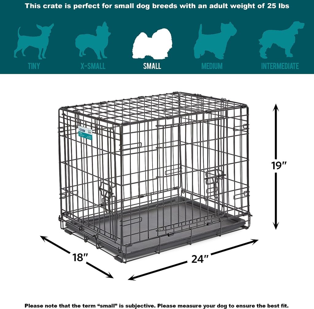 MidWest Homes for Pets Newly Enhanced Single  Double Door iCrate Dog Crate, Includes Leak-Proof Pan, Floor Protecting Feet, Divider Panel  New Patented Features
