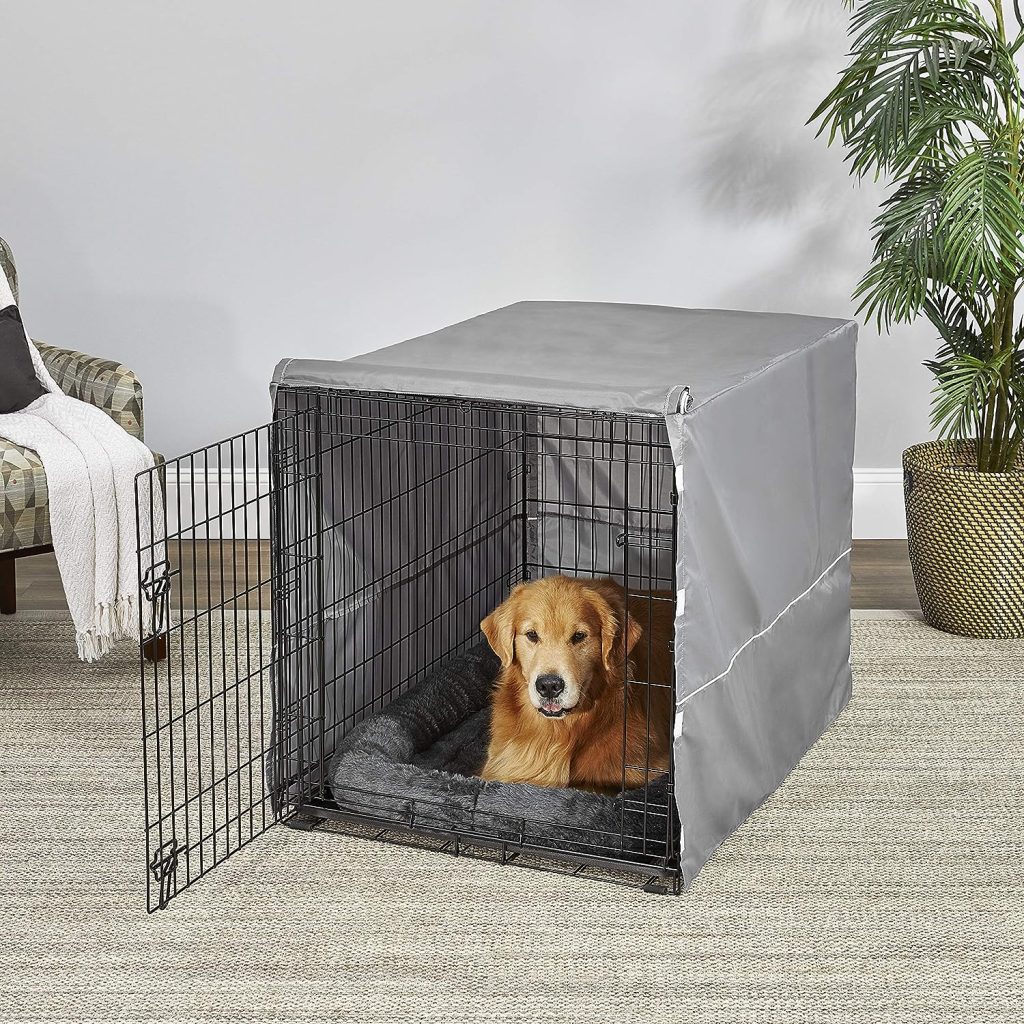 New World Double Door Dog Crate Kit Includes One Two-Door Crate, Matching Gray Bed  Gray Crate Cover, 42-Inch Kit Ideal for Large Dog Breeds