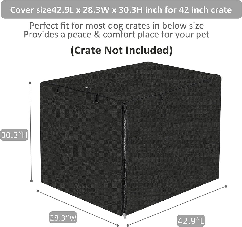 X-ZONE PET Double Door Dog Crate Cover - Polyester Pet Kennel Cover (Fits 24 30 36 42 48 inches Wire Crate) (42 Inch, Black)