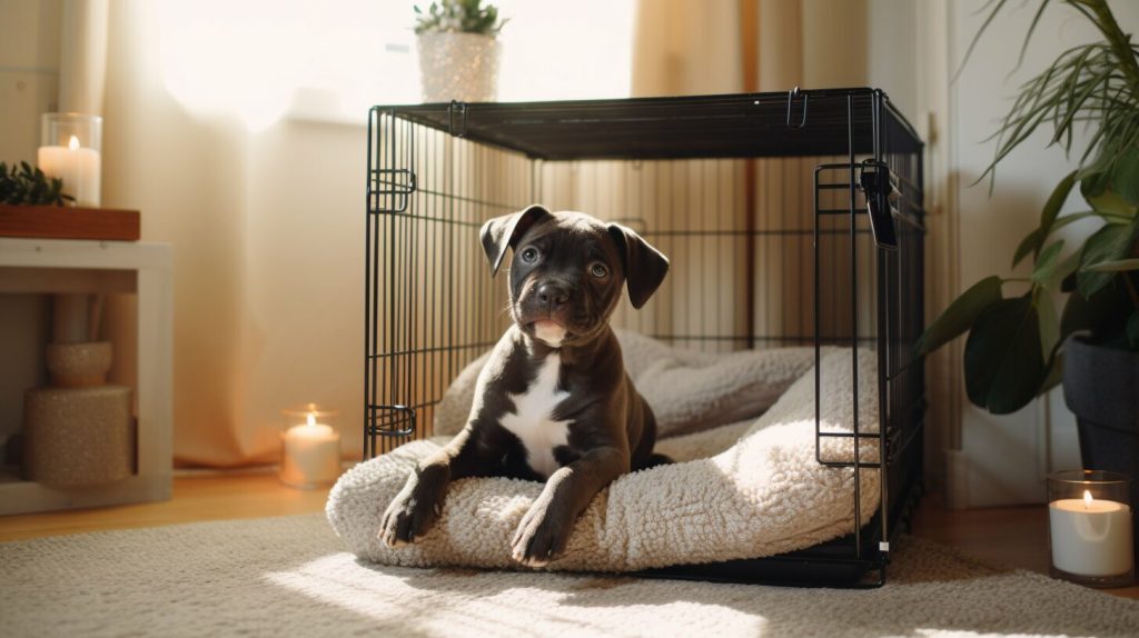 crate training american bully puppy