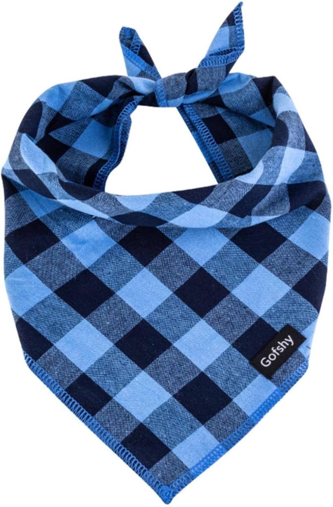 Stylish & Functional: The XLarge Blue Black Buffalo Plaid Bandana for Large Dogs!