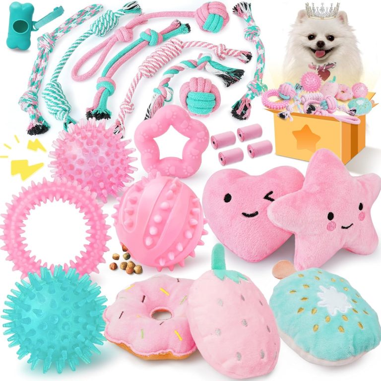 Unleash Fun: XIUGOAL 23-Pack Pink Puppy Toys for Teething & Playtime!