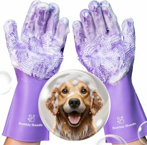 Revitalize Your Pet's Bath Time: Review of Purple Silicone Dog Washing Gloves with Bristle Scrubbers