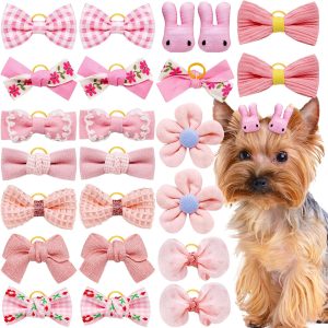 Charming Dog Accessory: 20pc Light Pink Hair Bows for Your Pup!