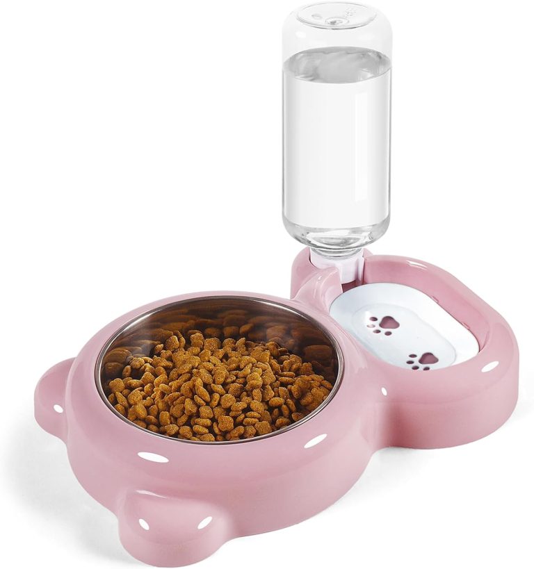 Stylish and Functional: The Ultimate Pink Bowl Set for Cats & Small Dogs!